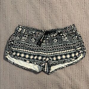 Black and White Patterned Women's Shorts